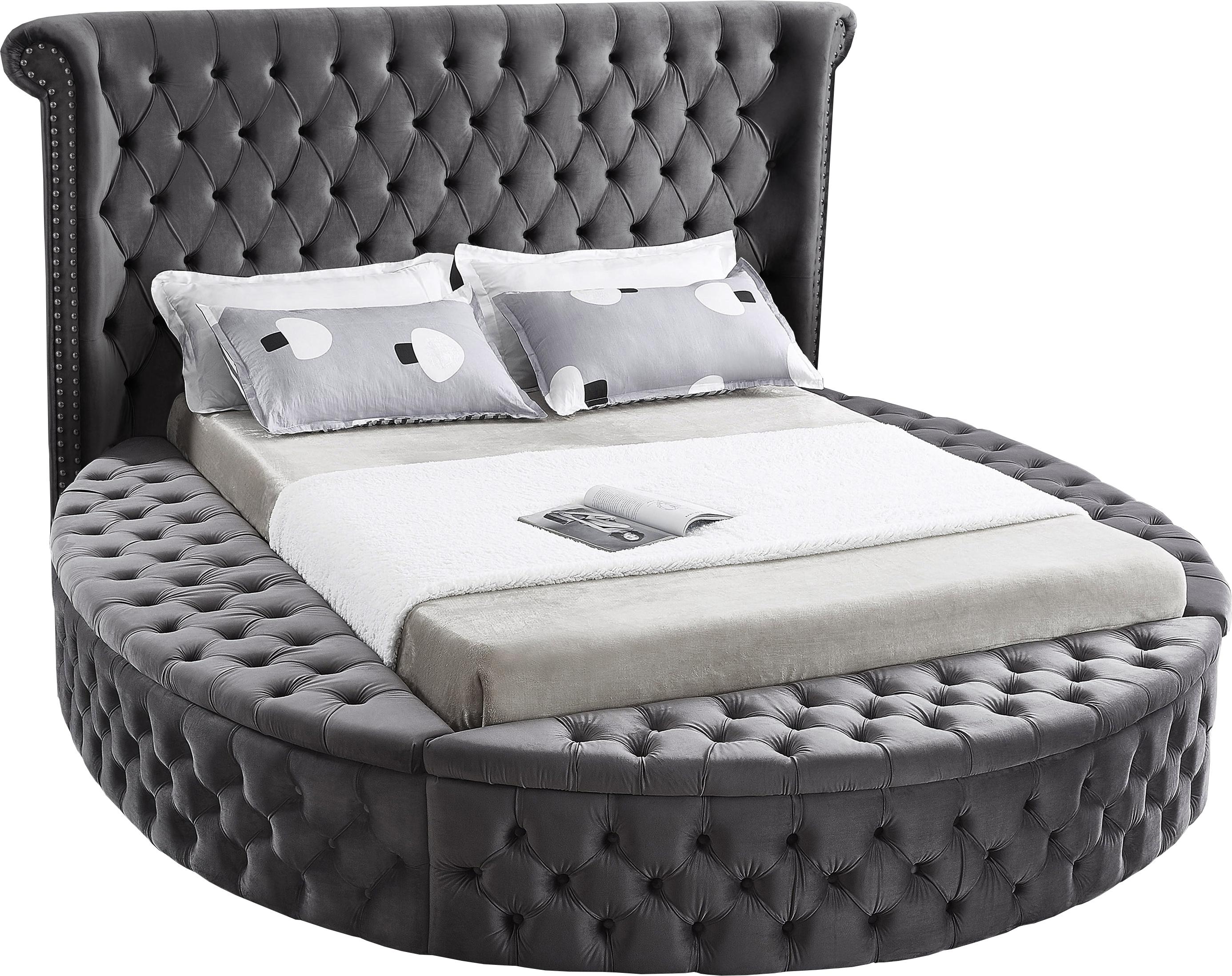 Luxus Grey Velvet Full Bed (3 Boxes) image