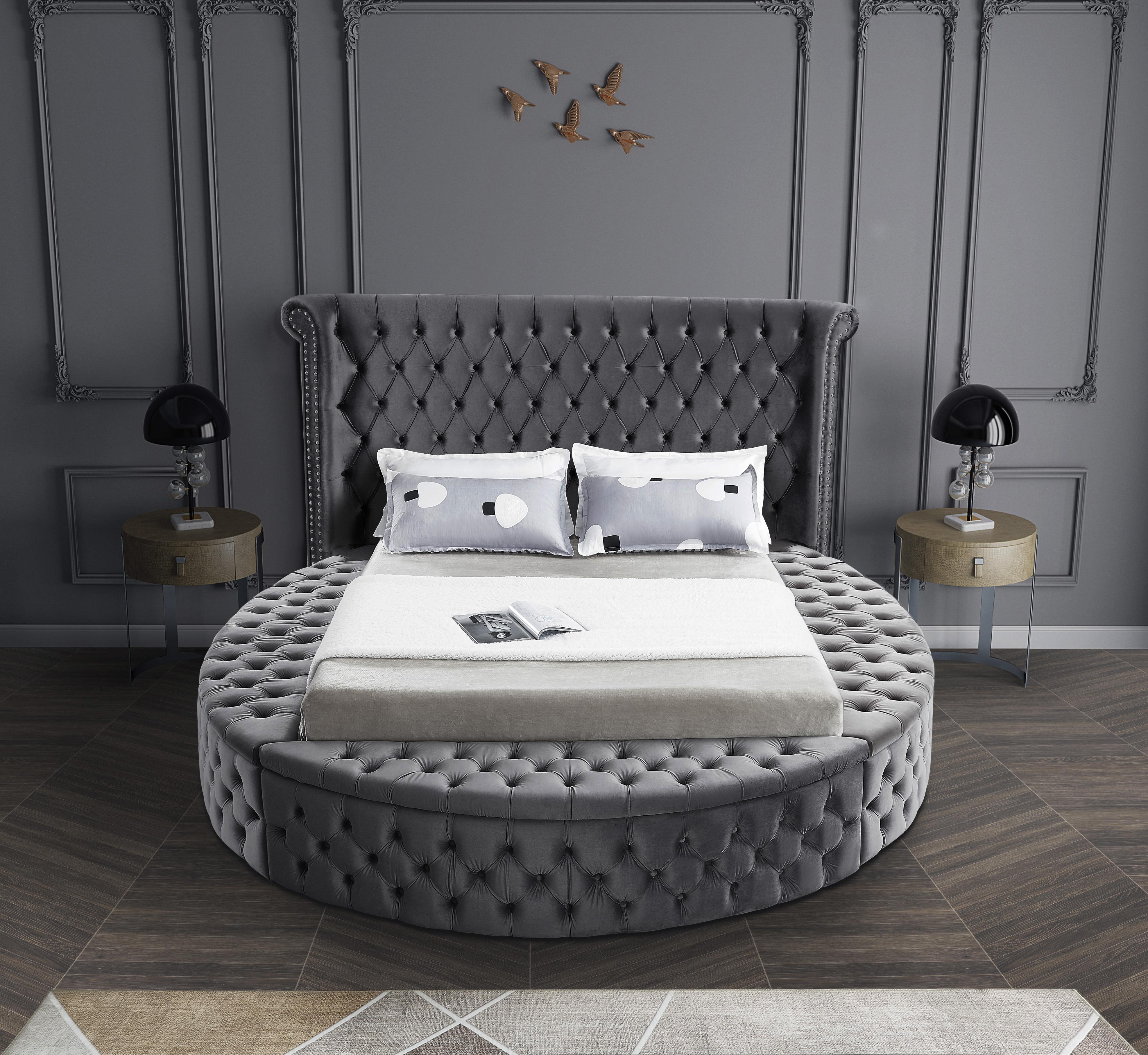 Luxus Grey Velvet Full Bed (3 Boxes)