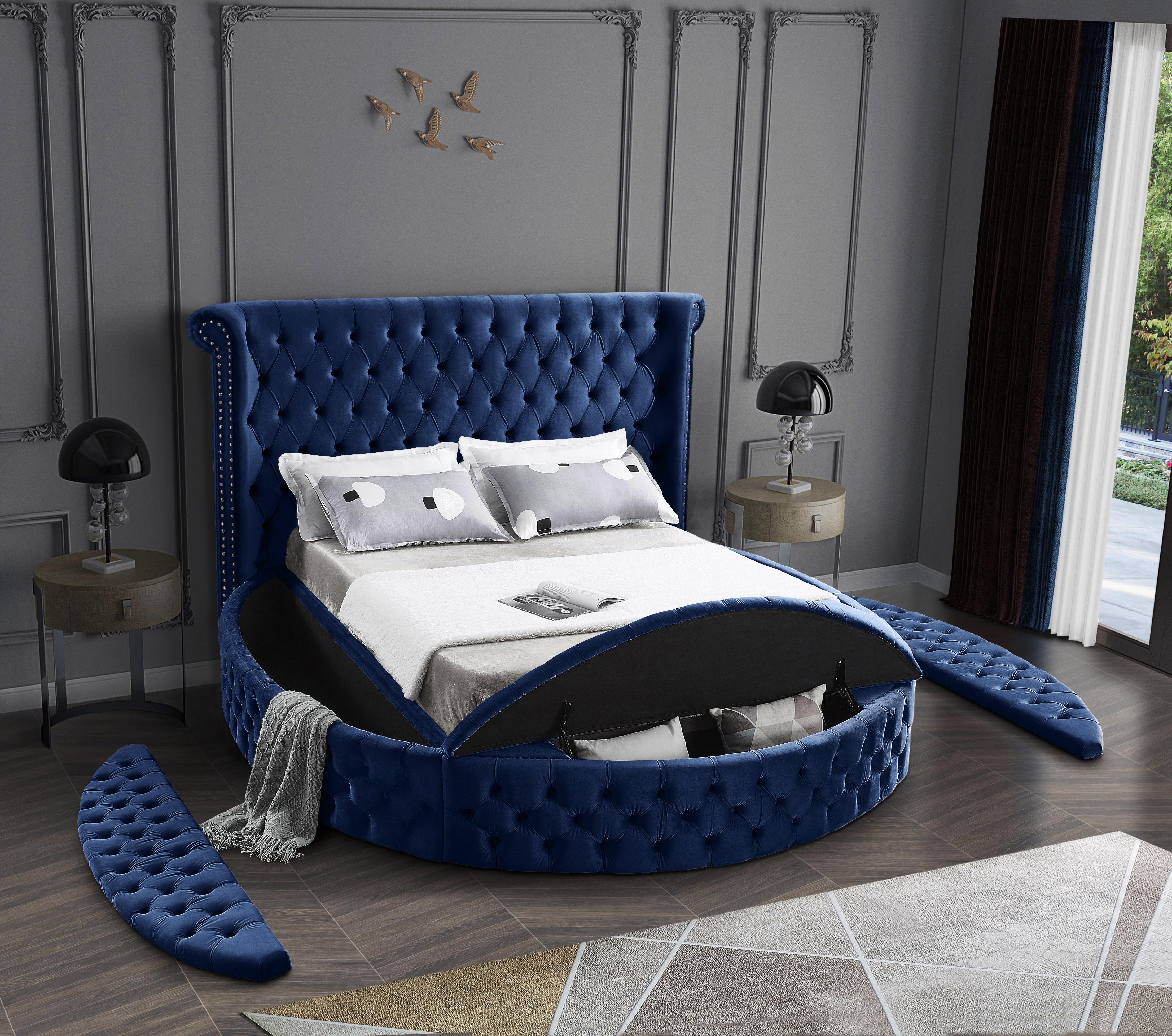 Luxus Navy Velvet Full Bed (3 Boxes)