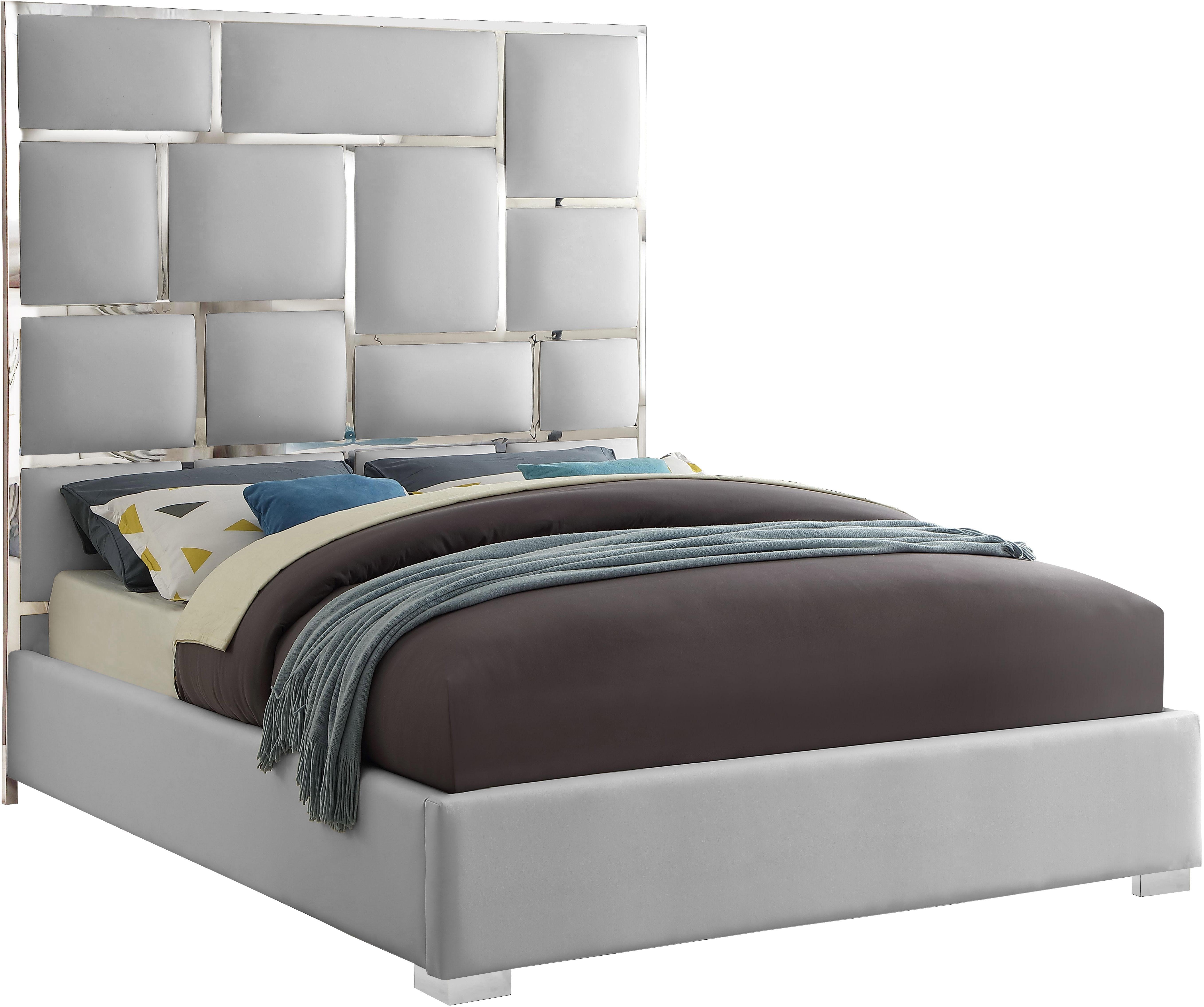 Milan White Faux Leather Queen Bed