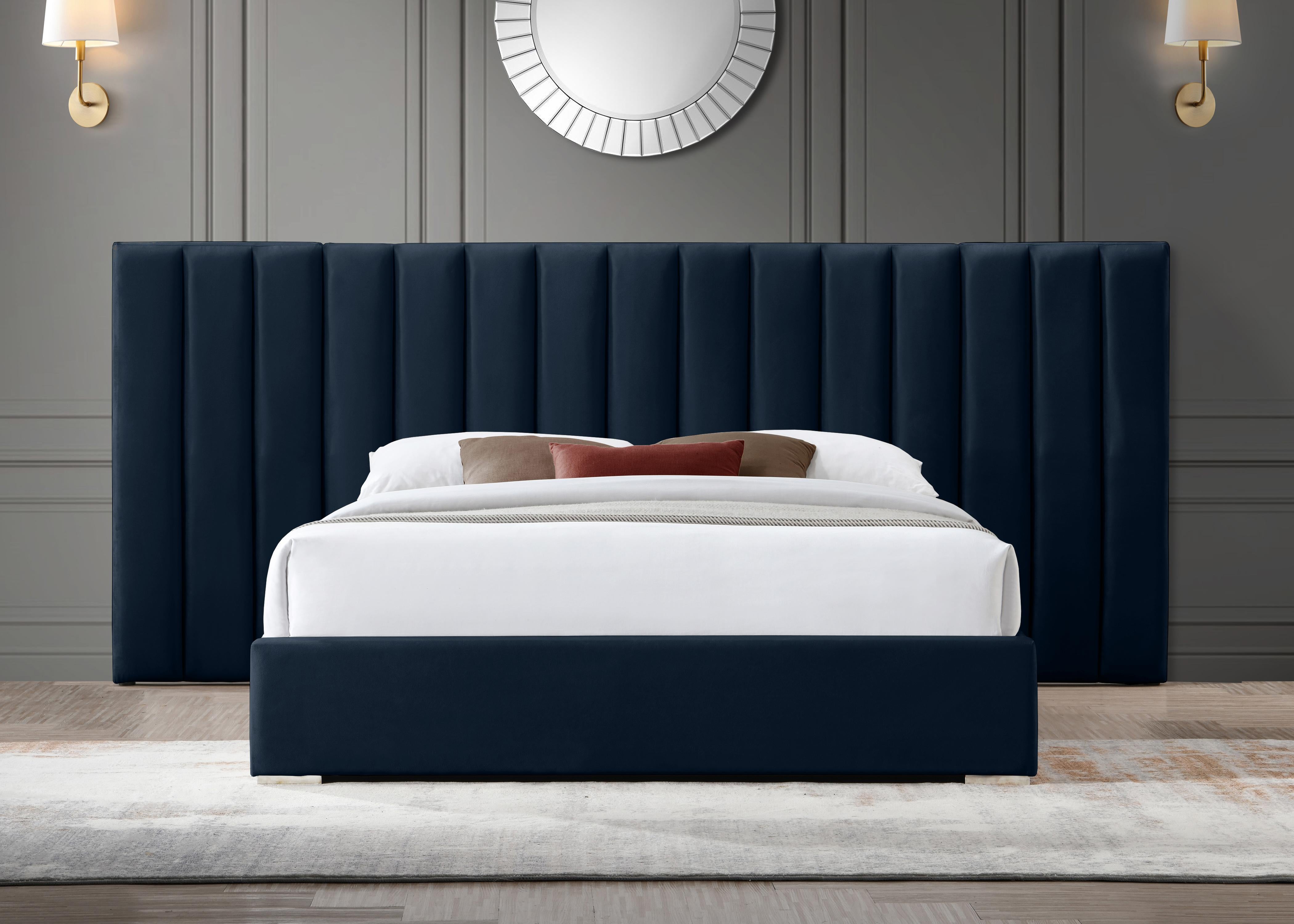 Pablo Navy Velvet King Bed