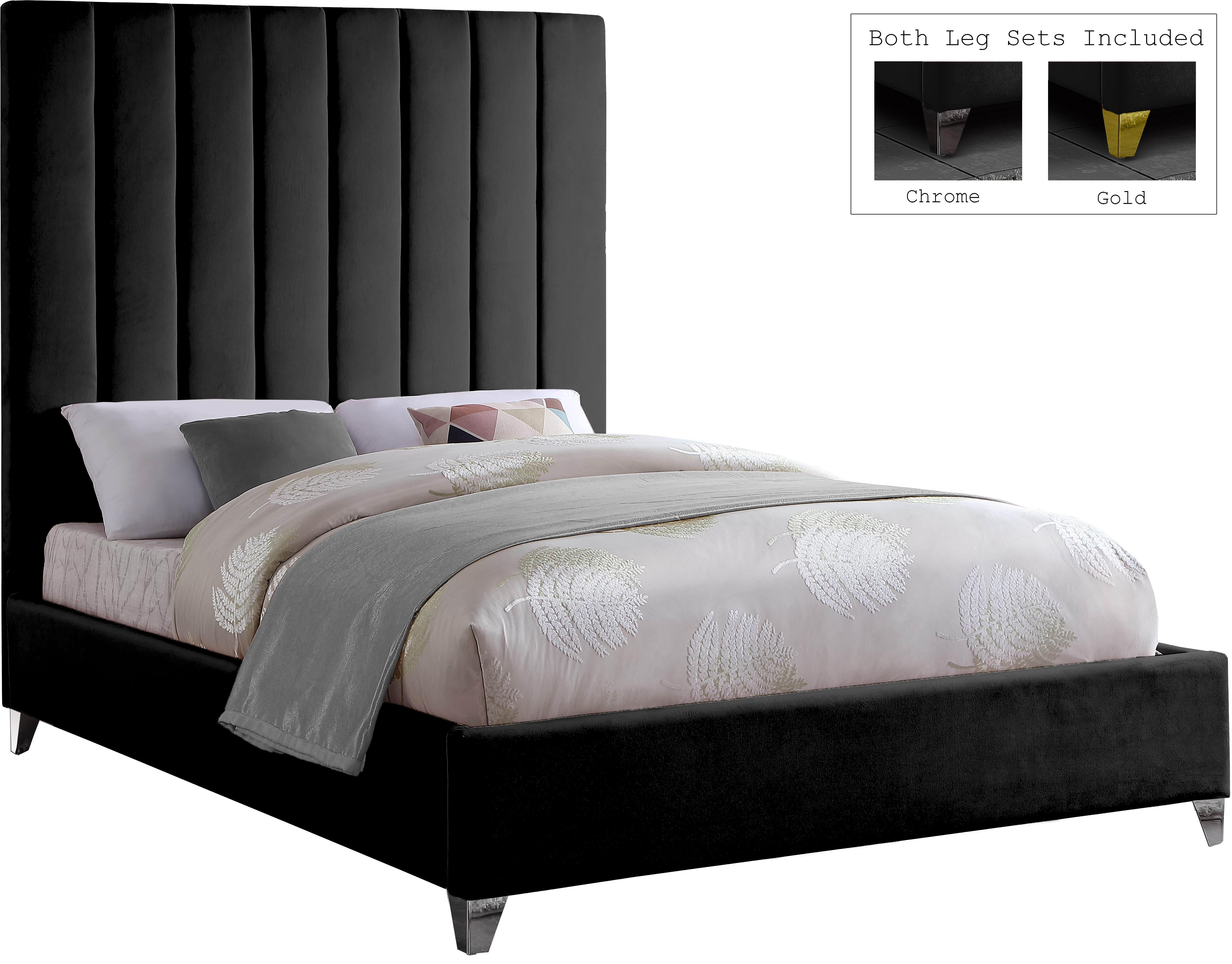 Via Black Velvet Full Bed