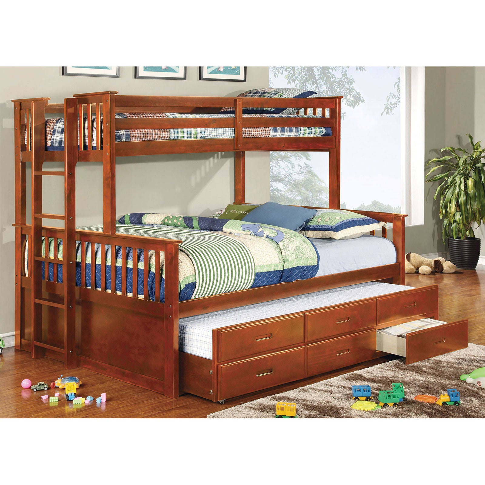 UNIVERSITY Oak Twin/Queen Bunk Bed + Trundle image