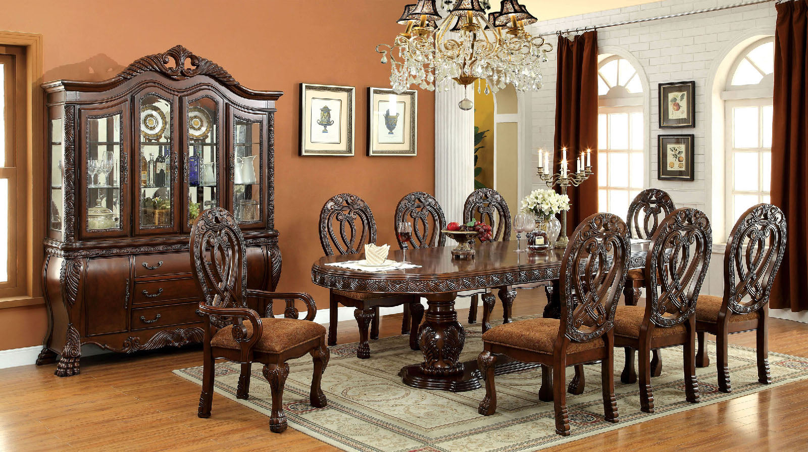 WYNDMERE Cherry 9 Pc. Dining Table Set (2AC+6SC) image