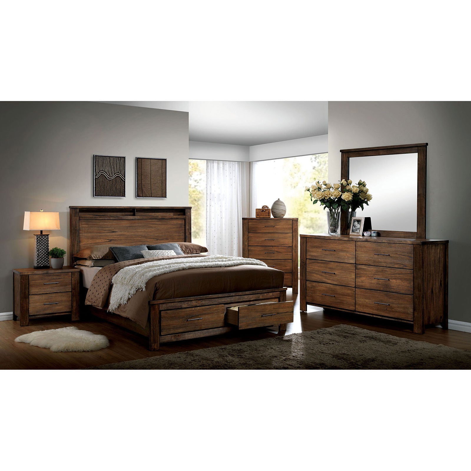 ELKTON Oak 5 Pc. Queen Bedroom Set w/ Chest image